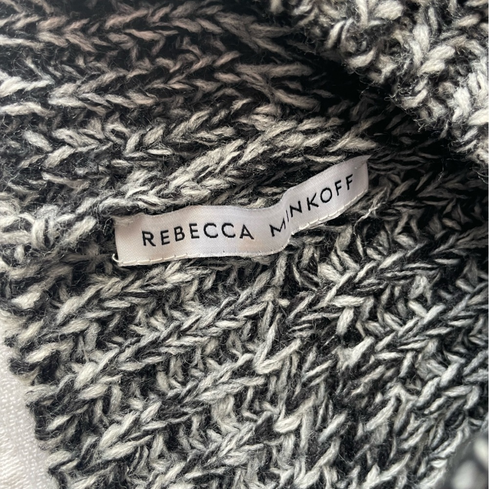 Rebecca Minkoff Marled Beanie & Hand/Arm Warmer Set Black/White Acrylic Knit - Picture 10 of 11